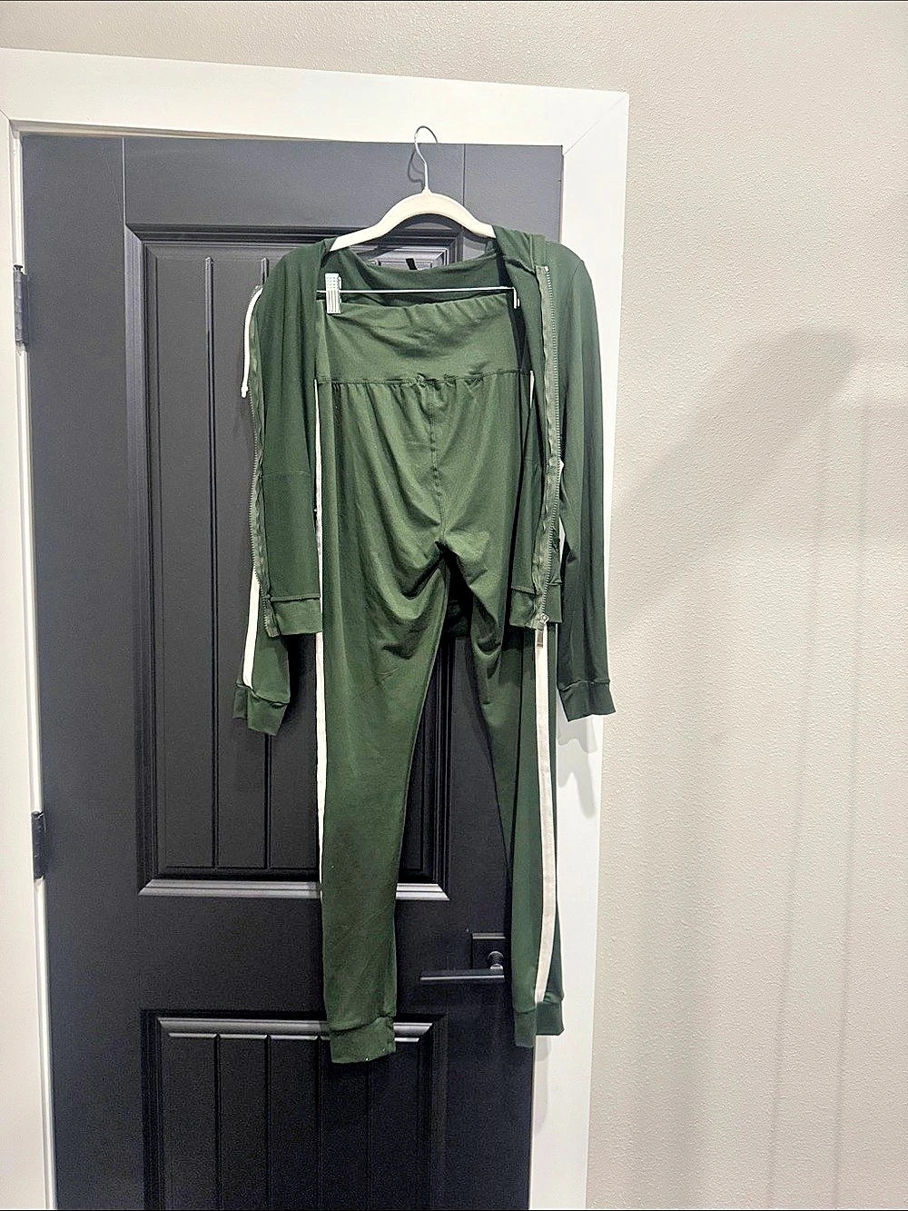 Fashion Nova Green Track Jumpsuit Size Medium Like New